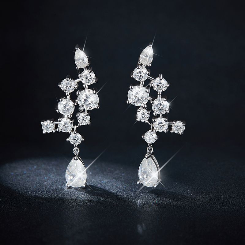 S925 Pear-Cut Full Moissanite Stud Earrings "Minced deer antler" Design Christmas【6.2#58】