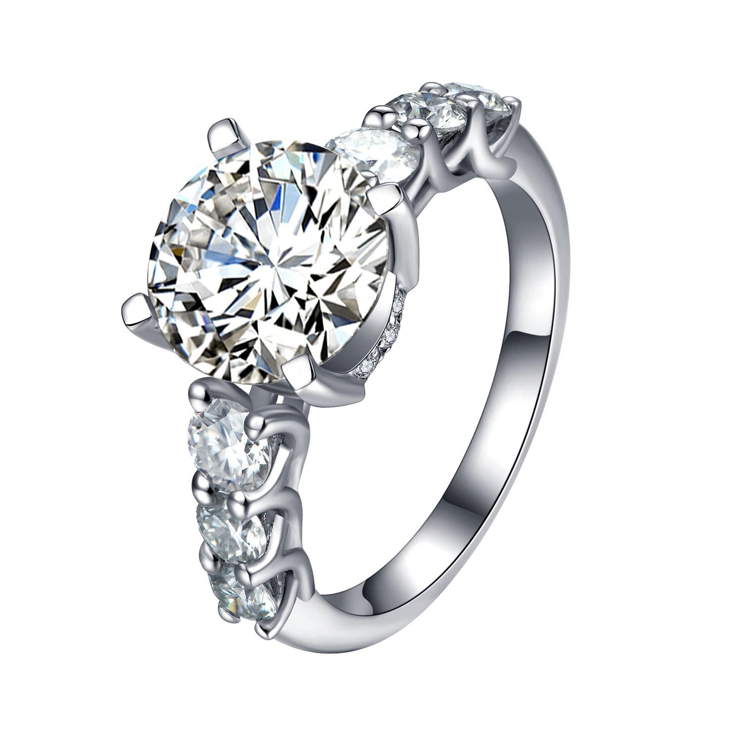 S925 Round-Cut Moissanite Plating Ring 【1#21】