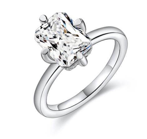 S925 Radiant-Cut Moissanite Ring 2CT 【7#1】