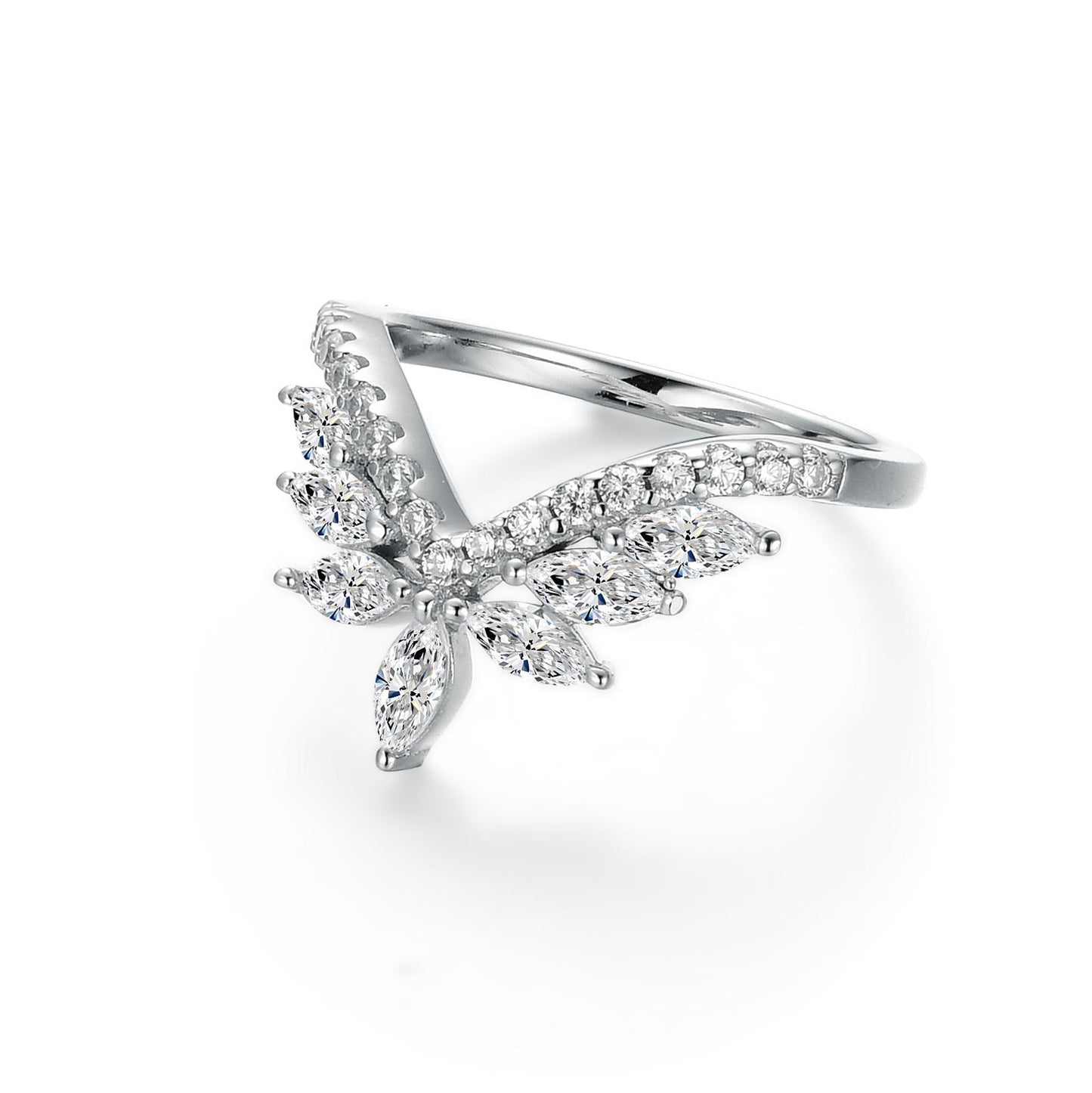 S925 Marquise-Cut Zircon Ring With Crown Design 【2#15】 Christmas & Party & Princess & Ball