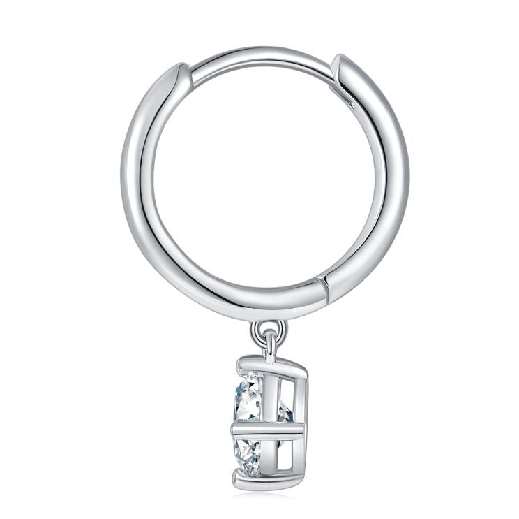 S925 Round-Cut Moissanite Hoop Earrings 【6#3】