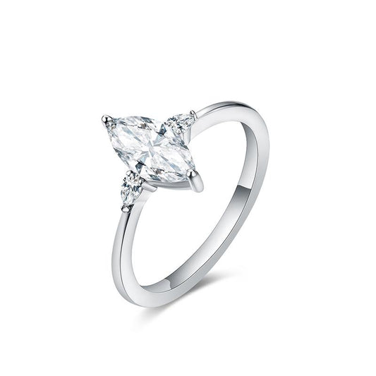 S925 Marquise-Cut Moissanite Plating Ring 【1#10】